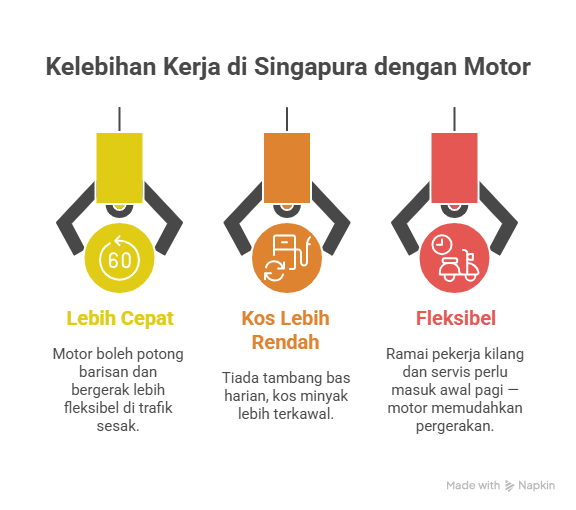 kerja singapore naik motor
